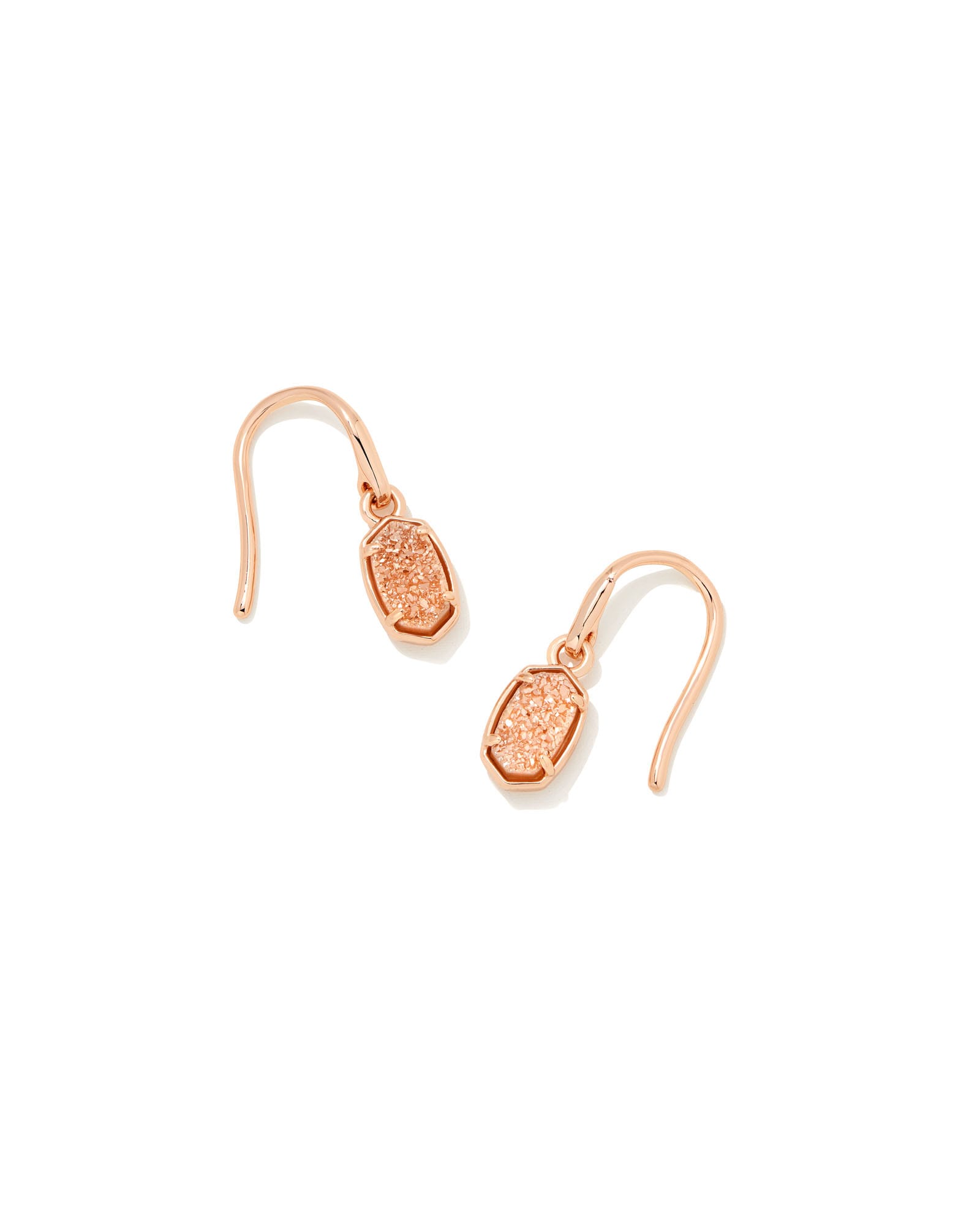 Emilie Rose Gold Drop Earrings in Sand Drusy